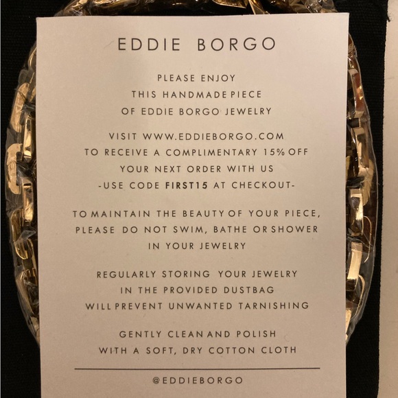 NWT EDDIE BORGO SUPRA LINK NECKLACE 17inch IN COLOR GOLD - Picture 3 of 3